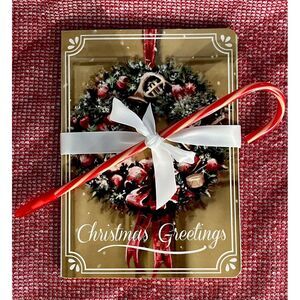 Vintage Christmas Greetings Holiday‎ Journal Notebook Stationary Candy Cane Pen
